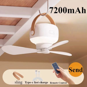 Portable Ceiling Fans Rechargeable LED Electric Fan Night Lamp Home Outdoor Camping Tent Hanging Fan Light with Remote Control