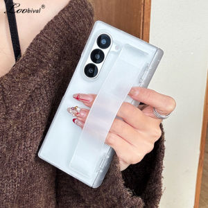 Luxury Wristband Matte Clear Case for Samsung Galaxy Z Fold 6 5 7 8 Ultra Hand Strap Hard Acrylic PC Shockproof Hinge Cover