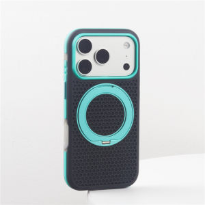 Mesh Heat Dissipation Hit Color Rotating Holder Case for iPhone 17Promax 16Pro 18Pro 17Pro For Magsafe Matte Hard Cover