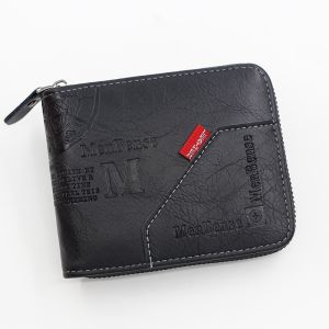 1pc Mens New PU Leather Short Wallet Multi Functional Purse With Multi Card Position Large Capacity