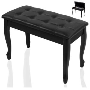 Piano Bench with Padded Cushion and Music Book Storage CompartmentPU Leather Padded Keyboard Seat