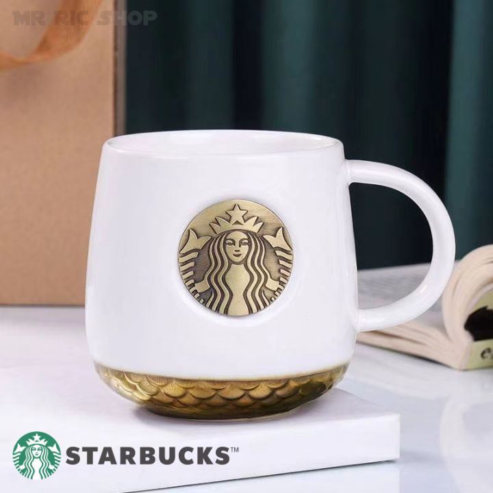 Starbucks Classic Ceramic Coffee Mug With Copper Badge Collection Cup Retro  Mermaid Bronze Medal Couple Anniversary Cup with Handle Mug Daily Coffee  Drinking Container | Lazada PH