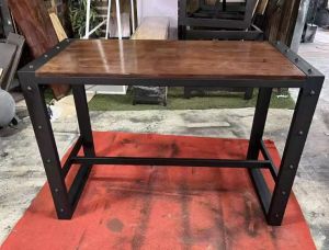 IRONSERVICE : โต๊ะลอฟท์ ขาเหล็กท็อปไม้  "ไม้แท้เคลือบเงาใส  " เฟอร์นิเจอร์ โครงเหล็กกันสนิม ตกแต่งภายในและภายนอก มีประกัน " (จัดส่งรวดเร็ว)