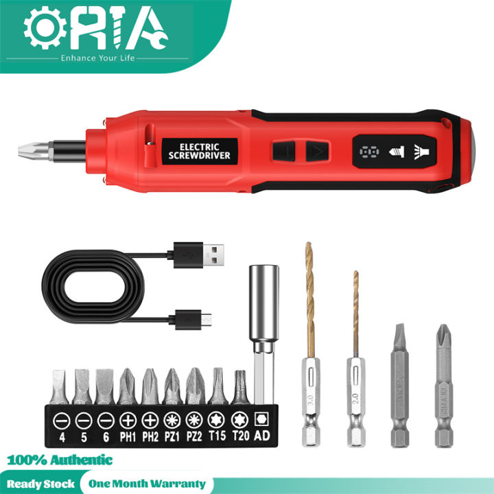 ORIA Electric Cordless Screwdriver Set Rechargeable Adjustable Torque