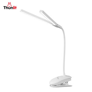 Thunlit คลิปชาร์จไฟ 2000mAh สองหัว LED หรี่แสงสำหรับโต๊ะหัวคู่