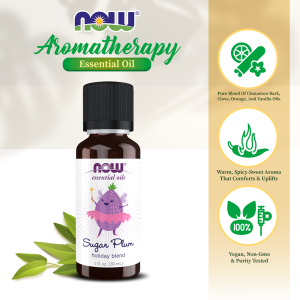 (Best by 09/26) NOW Essential Oils Sugar Plum Oil Blend 1 fl. oz. (30ml)