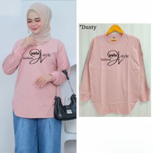 Tunik Wanita Lengan Panjang Dayana Blus Kaos Katun Combed 24s Aplikasi Sablon S M L XL XXL 3XL Baju Atasan Jumbo Ootd Hijab Casual Outfit Santai Bahan Adem Long Blouse Remaja Kekinian