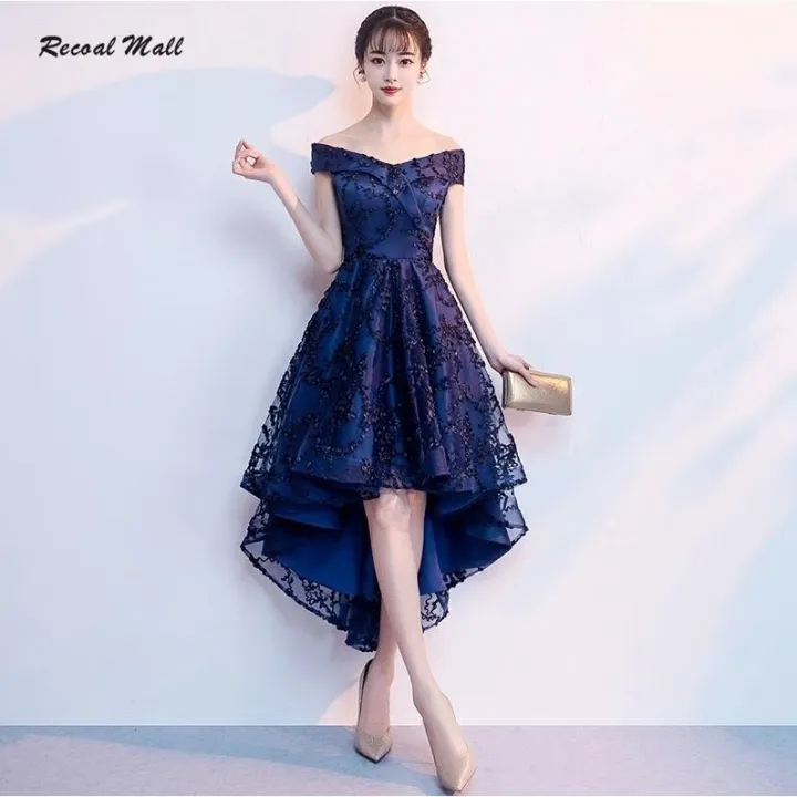 Recoal Navy blue dress ladies party evening dress red trailing wedding dress Black Slim dress bridesmaid dress piano playing Lazada PH