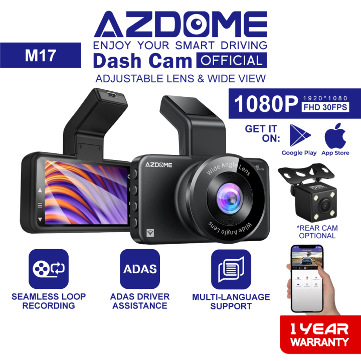 Azdome M17 PRO 1296P Full HD Dual Channel Front & Rear Dash Cam Night  Vision App Control Car Camera Driving Recorder