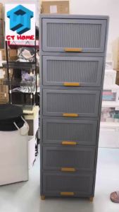 50cm Flip Cover Storage Cabinet/Stackable Plastic Drawer Organizer/2-6 tier Clothes Kitchen Toy Storage /Space Saving