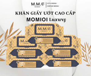 Thùng 10 Gói Khăn Ướt Momioi Luxury 100 Tờ Không Cồn Không Parabens Cao Cấp Cho Bé