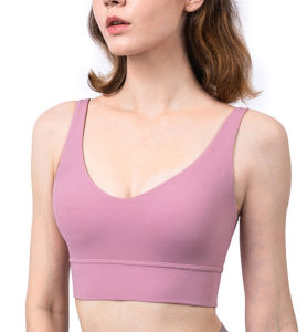 Clearance Price High Quality Fabric Nylon Spandex Yoga Bra Top Sports Bra Gathering Shockproof Running Workout Gym Vest Wireless Detachable Pad WX1267