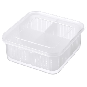 Kitchen 4 Grids Drain Sealed Box Food Storage Box with Lid Garlic Onion Drain Seal Fresh Box