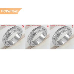 【PCWFKef】 Tinh tế Womens 14k Nhẫn vàng treo khắc hoa Vòng quà tặng kỷ niệm