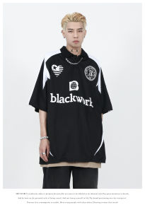 FARUILINE STORE 22SS MEN355 เสื้อโปโลแขนสั้นผู้ชาย เสื้อแฟชั่นผช ทรงโอเวอร์ไซส์ ลุคสตรีท