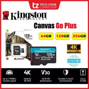 🔥100%Original Product+FREE Shipping+Free Send adapter+card reader🔥Kingston Canvas Go Plus Micro SD Card with Adapter (64GB/128GB/256GB/512GB/1TB/2TB) Class10 UHS-I U3 V30 A2