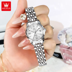 OLEVS Watch For Women Original Waterproof Casual Korean Style Fashion Stainless Steel Import Quartz Calendar Luminous Girls Watch