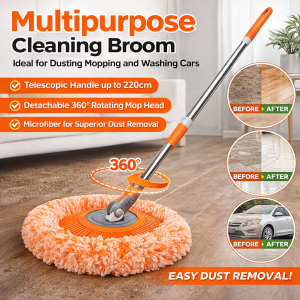 Sunflower Mop Spin Mop Multi Purpose Microfiber Car Cleaning Wall Floor Quick Drying Lightweight Cleaning Tool for Home Kitchen Bathroom