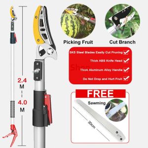 Fruit Picker 2.4-4M Extendable High-altitude Fruit Cutter Garden Tall Tree Pruning Shears Saw