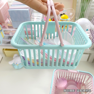 Cute Macaron Portable Storage Basket Pink Stationery Desktop Large Capacity Handheld Storage Basket NO ACCS