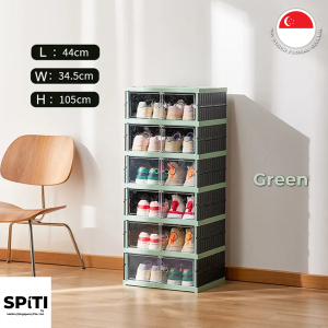 Foldable 6-Layer Transparent Shoe Rack | No-Installation Clear Shoe Organizer | Portable | 2 Colors