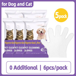 10 Packs Pet Cleaning & Deodorizing Bath Wipes for Dogs and Cats 6pcs per pack Antibacterial Rate >99% Non-Alcohol Cats Dogs Gloves Wipes