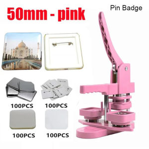 ⭐️【Local warehouse+In stock】⭐50x50mm Square Button Maker Kit Square Refrigerator Badge Machine With 100set Magnets Supplies Punch Press Machine For Making Fridge Magnets/Badge Pins For Family ChildrenS Gifts Holiday Gift