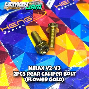 HENG / SC SIAM REAR CALIPER BOLTS NMAX V1 V2 V3 (SOLD AS SET ) CNC GEAR GOLD CONCAVE