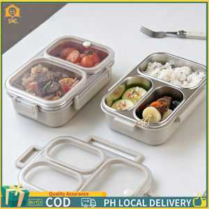 Stainless Steel 3-Grid Bento Box Odor-Proof Airtight Fresh Seal Lightweight Portable Leakproof Lunch Container for Work School