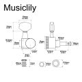 {UU61} Musiclily Pro 6-in-line 15:1 Ratio 2-Pin Full Sealed Locking Machine Heads Tuners Tuning Pegs Keys with Hex Button for SQ Strat Tele Style Electric Guitar. 