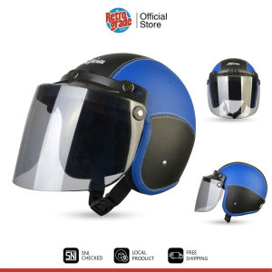 RetroGrade Helm Bogo Anak helem retro anak Lucu Polos Usia 2-6 Tahun Kaca Flat/Datar - Biru Hitam