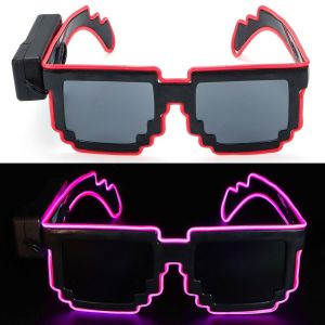 VIVAZ Halloween Christmas Birthday Mosaic LED Glasses Wireless Neon Party Nightclubs Neon Rave Shades Funny Flashing Glasses for Adult Kids