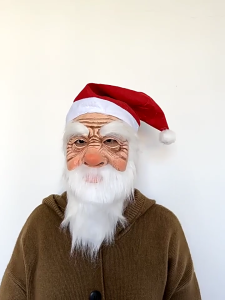 Santa Mask with Santa Hat and Beard Christmas Santa Costume Decorations Full Head Face Mask for Adult Christmas Party
