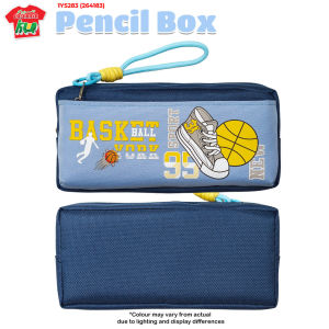 Basketball Sport Vibe Pencil Box Zipper Extension Stationery Case - Blue / Black