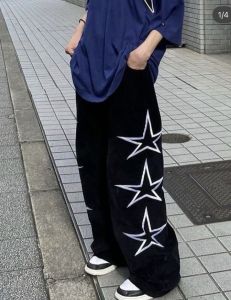 Letter Star Pants Celana Baggy Oversize Korean Style Celana Gombrong Viral