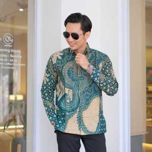 hijau purwo kemeja batik pria lengan panjang full furing batik solo
