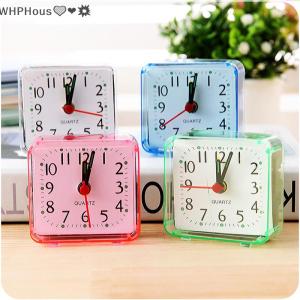 WP💓💛💖 Cute Student Alarm Clock Analog Alarm Clock Square Bedside Compact Clock Desktop Decor Clock Student Bedroom Electronic Alarm Clock