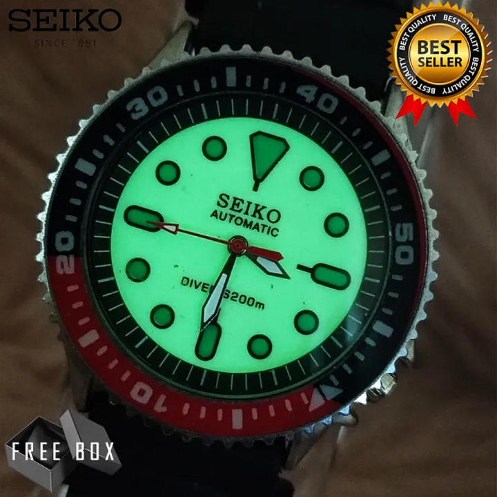 Seik0 Pepsi Automatic Movement Luminous Dial Black Red Bezel Black
