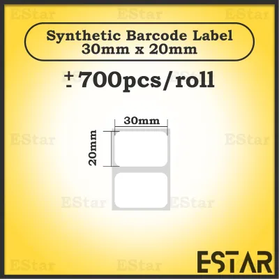 20 Size Waterproof Synthetic Barcode Label Stickers Kalis Air High Quality Sintetik Barcode Label BC03A
