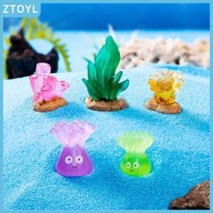 ZTOYL Mini Luminous Marine Animal Figurine Cartoon Dolphins Sea Lions Turtles Octopuses Corals Micro Landscape Fish Tank Ornaments