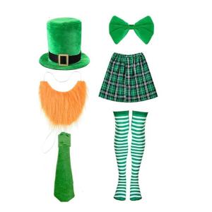 Patricks day bartender phụ kiện trang phục lễ hội Irish bartender trang phục với váy mũ Cà Vạt Tất Kẻ Sọc râu