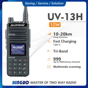 Baofeng UV13H Walkie Talkie 10W Tri-Band Two Way Radio 999CH Portable Base Radio Type-C Fast Charging Multimode Scanning