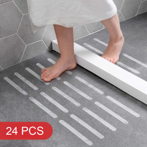 24pcs Bathroom Self-adhesive Transparent Non-Slip Strips Bath Shower Safety Stickers Bathroom Waterproof Bathtub Ceramic Tile Floor Safety Strips