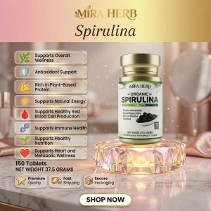 Mira Herb Organic Spirulina Capsules | Natural Spirulina Supplement | Daily Wellness & Nutrition
