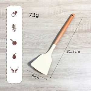 Bộ Dụng Cụ Nấu Ăn Bằng Silicone Cán Gỗ Kitchen Set Cao Cấp - Chất Liệu An Toàn Tuyệt Đối - Chịu Nhiệt Chống Dính