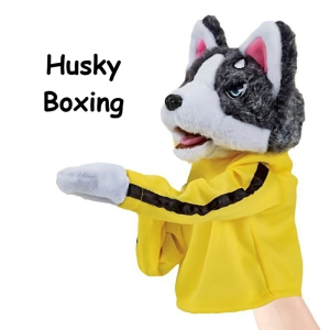 Kong fu dog fighting hand puppet Husky Boxing punching action sound effect prank toy tease pet boneka tangan kanak kanak