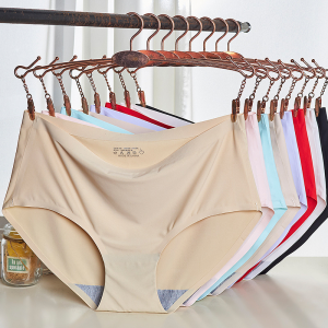 4/6/10PCS Celana Dalam Wanita Brieff Seamless Mid Waist Bahan Ice Silk Untuk Wanita 810