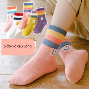 Combo 5 đôi vớ cotton mềm mịn ấm áp màu sắc dễ thương cho bé từ 0 - 14 tuổi