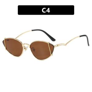 JN IMPRESSION New Metal Hollow Cat-eye Frame Internet Celebrity Sunglasses Female Concave Shape Sunshade Sunglasses