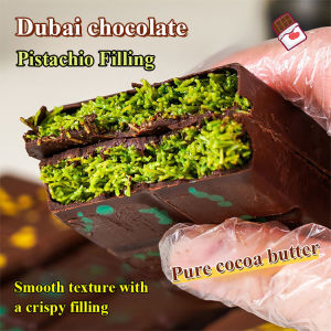 100% Asli✅Internet-famous Dubai chocolate/ Pistachio Kunafa Chocolate Cokelat Dubai Populer/Bebas Lemak Trans/Hidangan Penutup Cokelat/Hidangan Penutup Buatan Tangan Renyah Lezat
